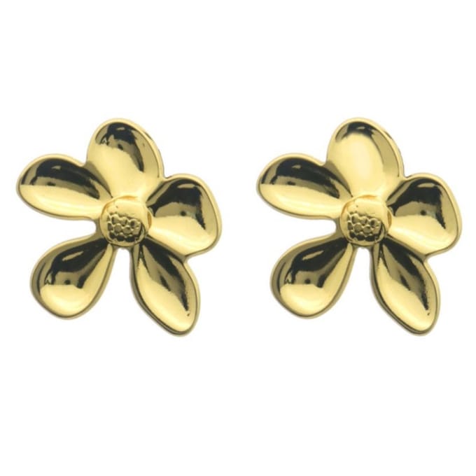 Edelstalen oorbellen - bloemvorm - Goudkleurig - RVS - 2.5 cm
