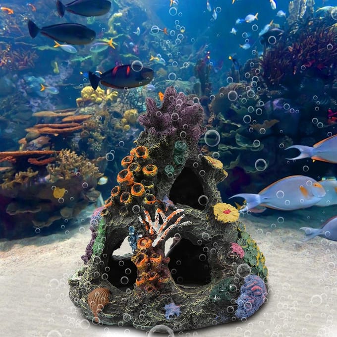 Simulatie Hars Berg Vissenkom Aquarium Ornamenten Decor blue