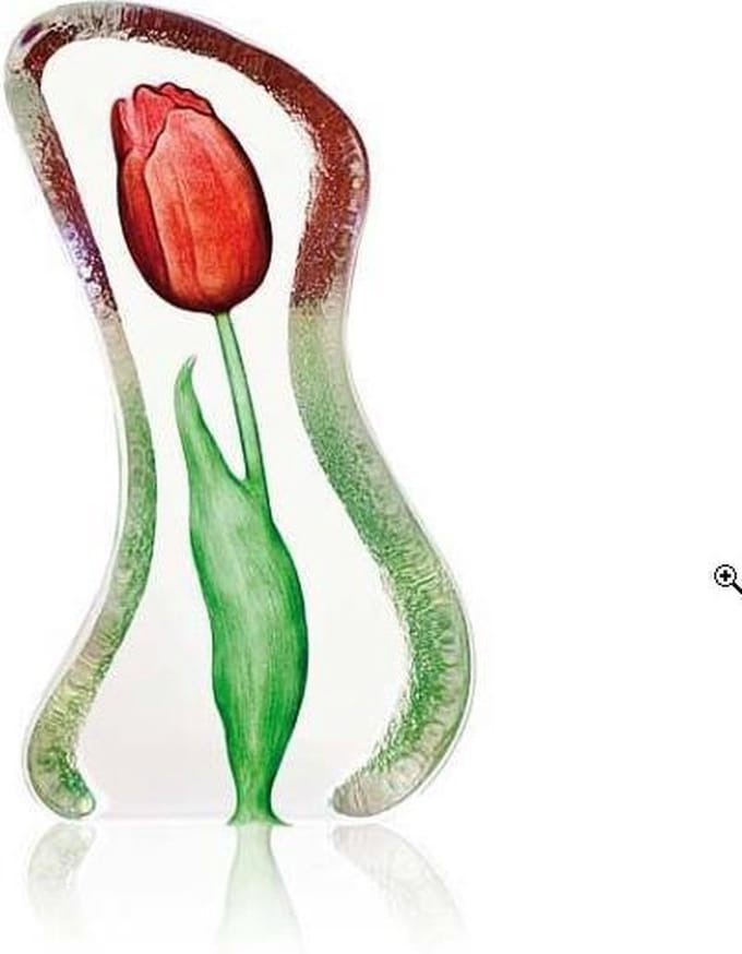 Maleras glaskristal sculptuur tulp rood klein handgemaakt tulp beeld 7.5x13.50