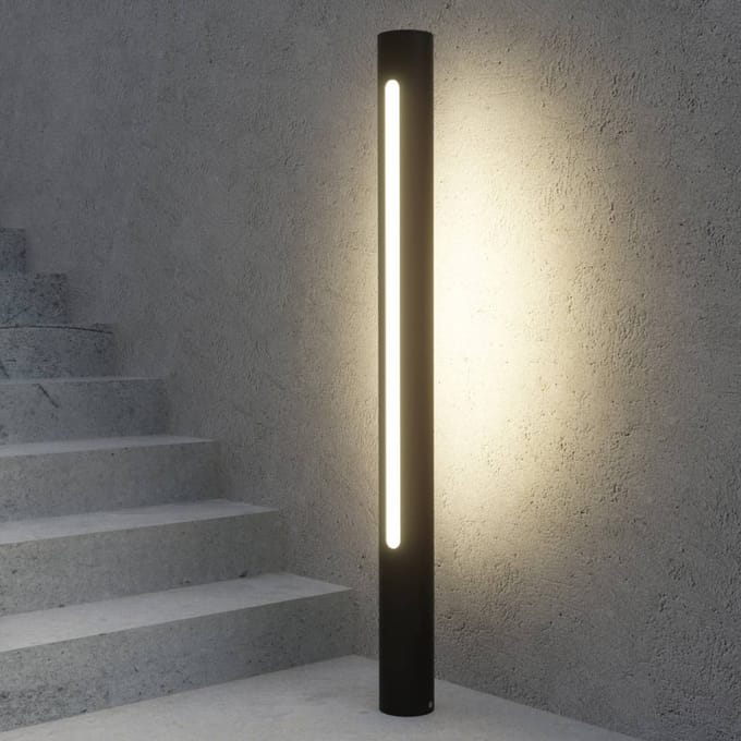Lucande - LED buitenlamp - 1licht - aluminium, polycarbonaat - H: 75 cm - donkergrijs, wit - Inclusief lichtbron