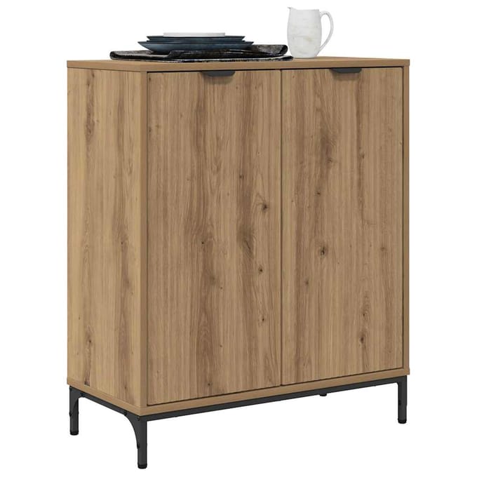 vidaXL - Dressoir - Artisan - Eiken - 69,5 - x - 33 - x - 82 - cm - Bewerkt - hout
