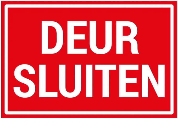 Deur sluiten bord | gecoat dibond materiaal | 30 x 20 cm