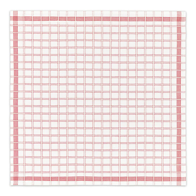 DDDDD - Nation - Theedoek - Set van 6 - Katoen - Dobby weefsel - 65x65 cm - Ruitjesprint - Rood
