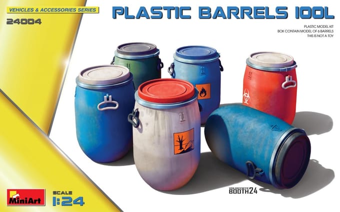 MiniArt Modelbouwpakket Diorama - 24004 Plastic Vaten/Drums 100 Liter - 6 Vaten voor Diorama Plastic - 1:24 - Modelbouw