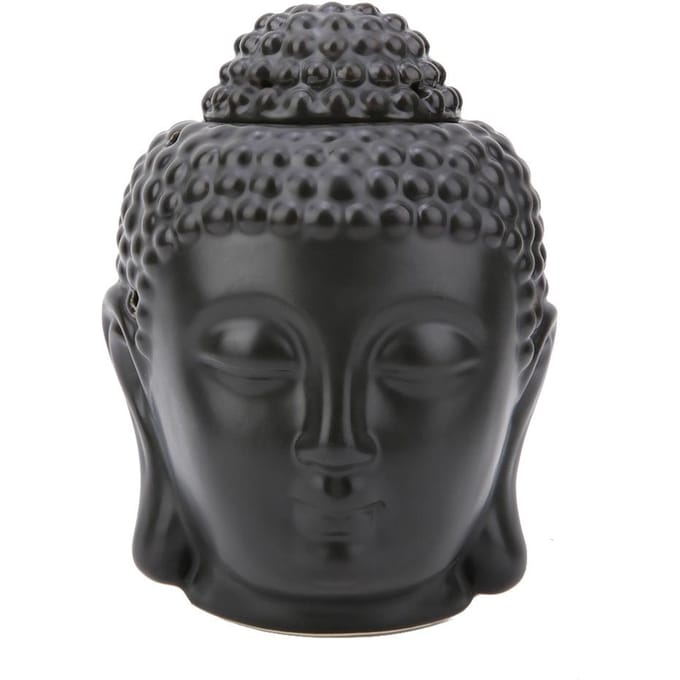 Zwarte Boeddha Hoofd Vormige Essentiële Olie Brander Wierook Diffuser Kaarsenhouder black