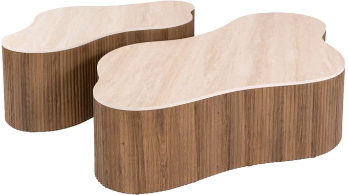 Fraaai - Santana salontafel set van 2 groot - 3D keramiek travertin