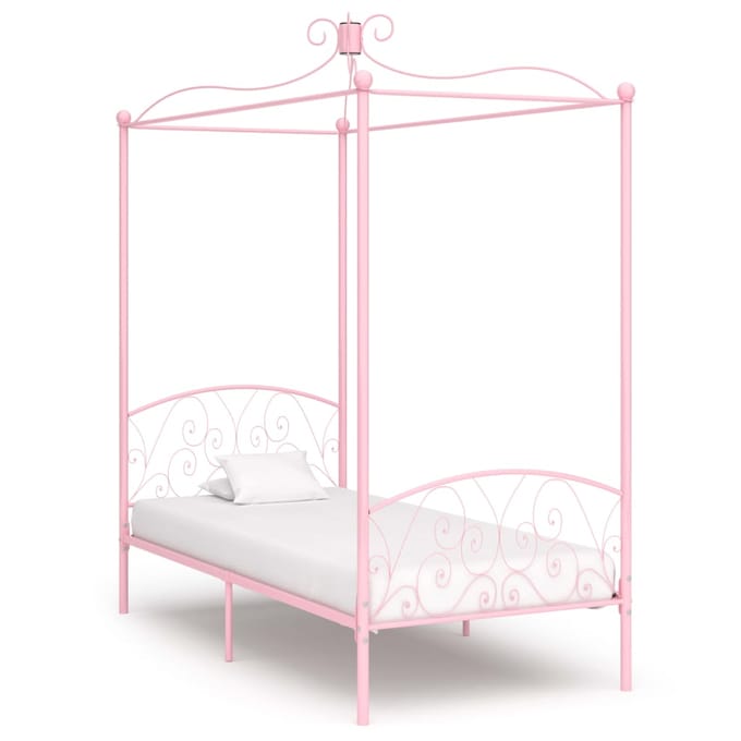 vidaXL - Hemelbedframe - metaal - roze - 100x200 - cm