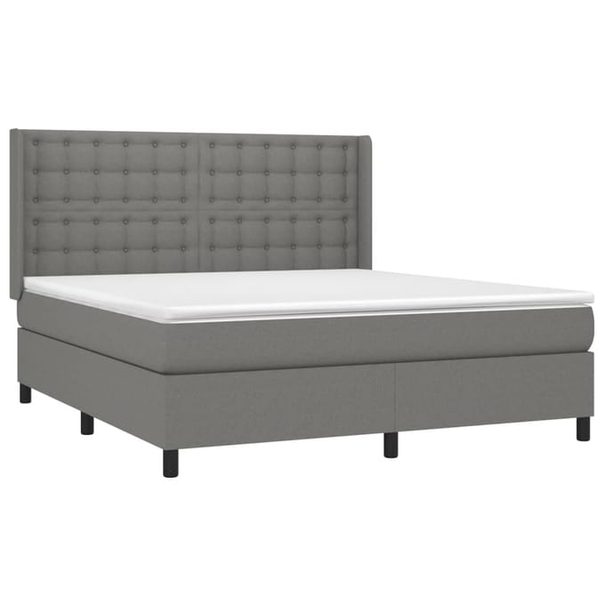 vidaXL - Boxspring - met - matras - stof - donkergrijs - 160x200 - cm