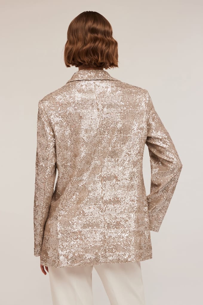 Motivi Full Sequined Over Sized Blazer Beige Größe: 36 | Blazer Outlet | Damen | Braun
