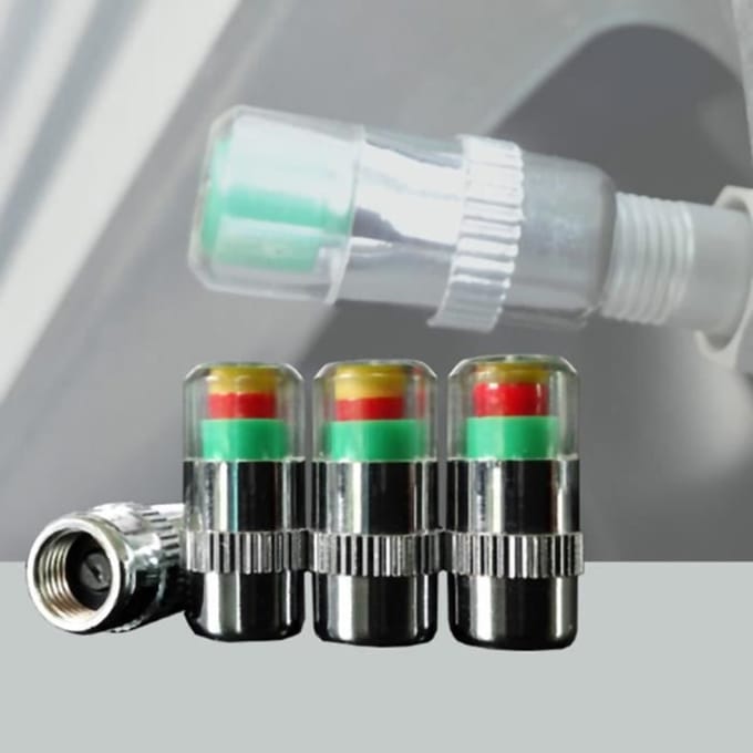 Lot de 4 manomètres pour pneus bouchon d'alerte de pression des pneus 2.2Bar 32PSI