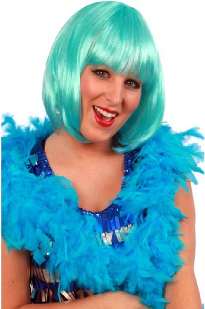 Turquoise blauwe verkleed veren boa 180 cm - Carnaval accessoires