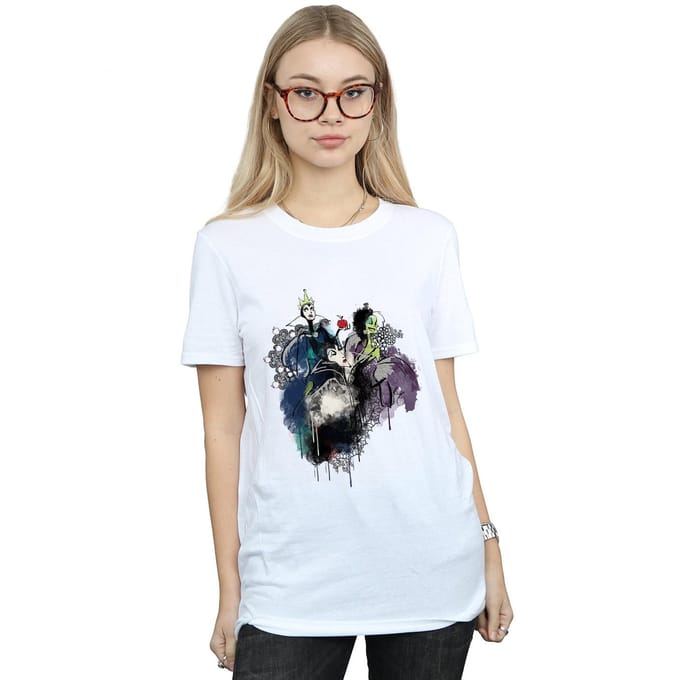 Disney Dames/Dames Villains Schets Katoenen Vriendje T-shirt (Wit)