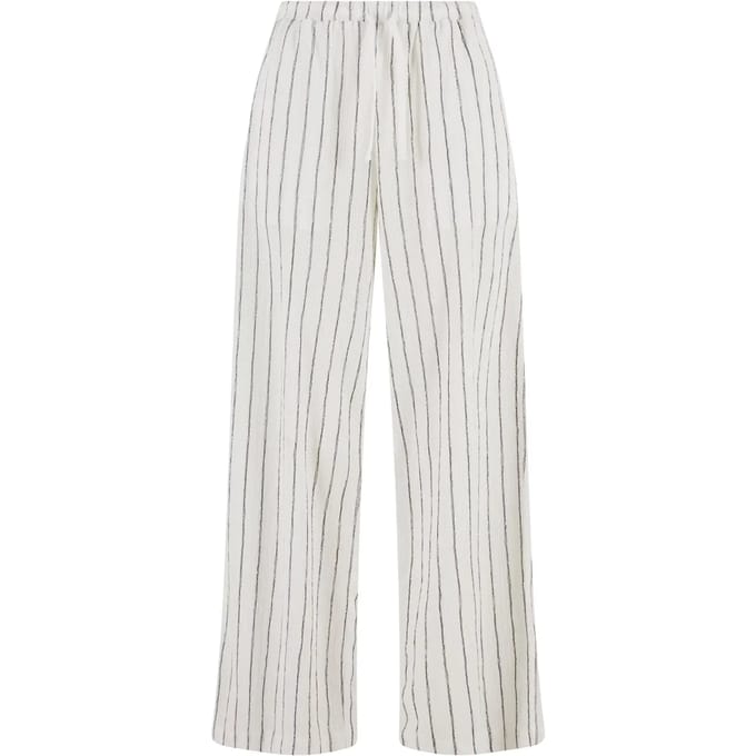 Urban Classics - Structured Striped Relaxed Fit Wijde broek - M - Gebroken wit/Zwart