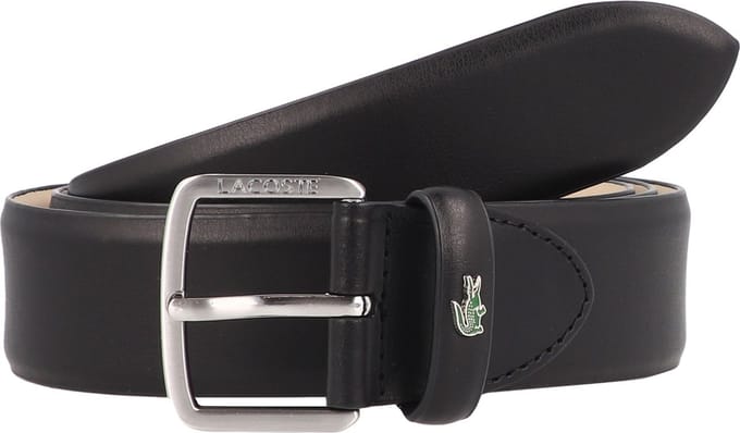 LACOSTE Leren riem Elegance 35 Flat Raw Edge Belt W95 Noir zwart