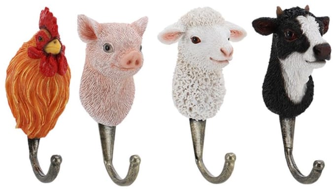 Esschert Design wandhaak boerderijdierkop multicolor decoratief.