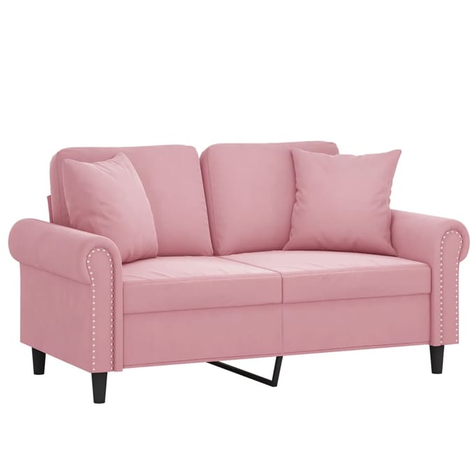 vidaXL - Tweezitsbank - met - sierkussens - 120 - cm - fluweel - roze