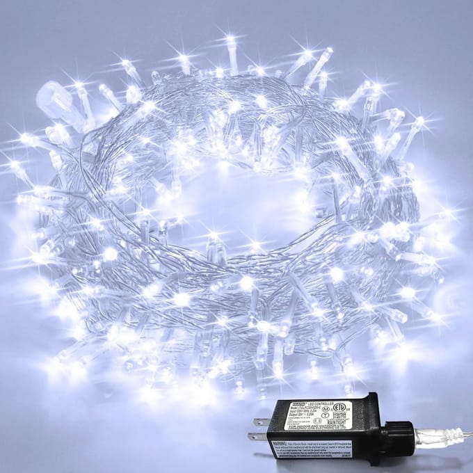 Witte kerstverlichting 100 LEDs 8 modi 10m Waterdicht voor binnen en buiten