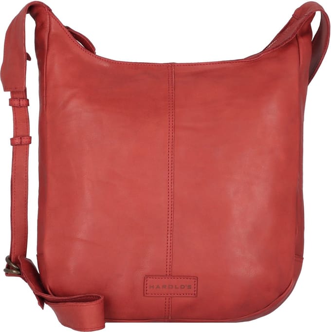 HAROLD'S Leren Schoudertas Submarine Pouch Up Red Donkerrood