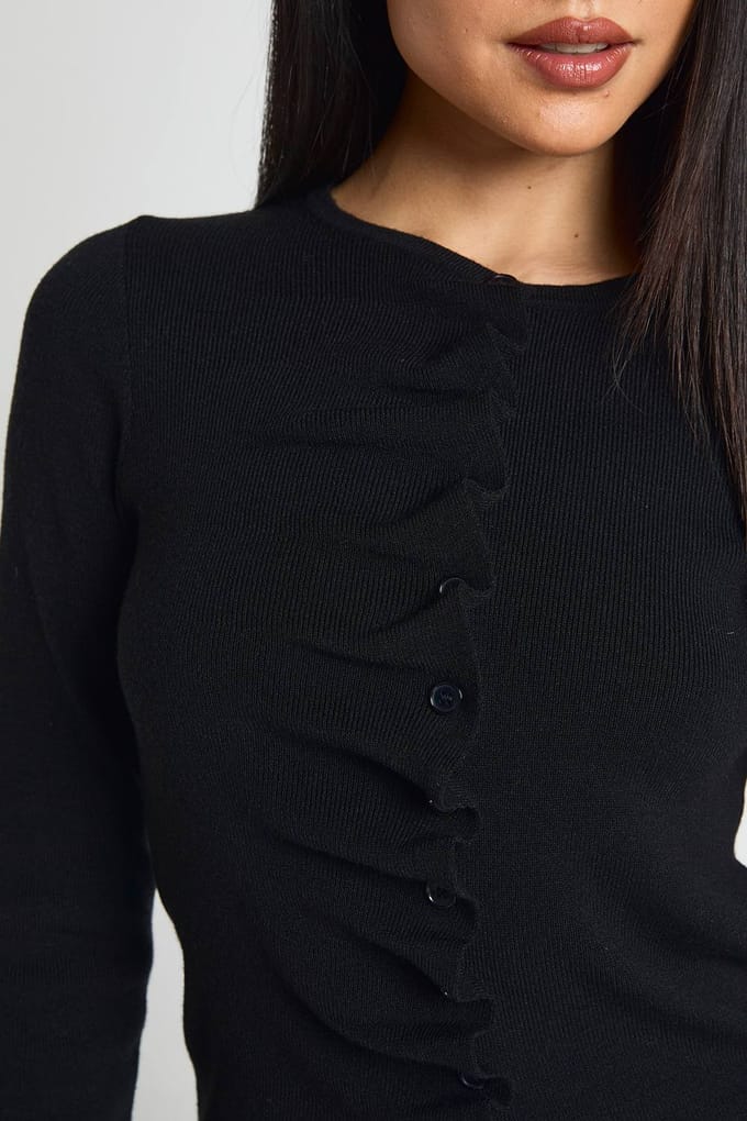 boohoo Dames Vest Met Ruches Sluiting En Knoopsluiting | Black | Maat: Large