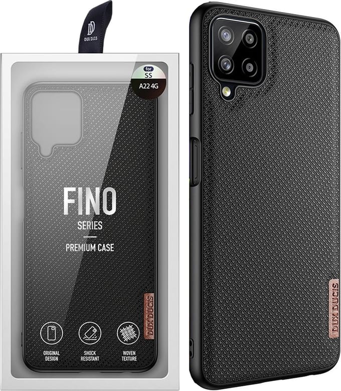 Dux Ducis Fino Case Cover Covered With Nylon Material Samsung Galaxy A22 4G Black
