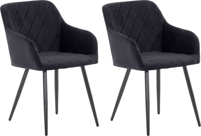 CLP Shila Set van 2 eetkamerstoelen - zwart Fluweel