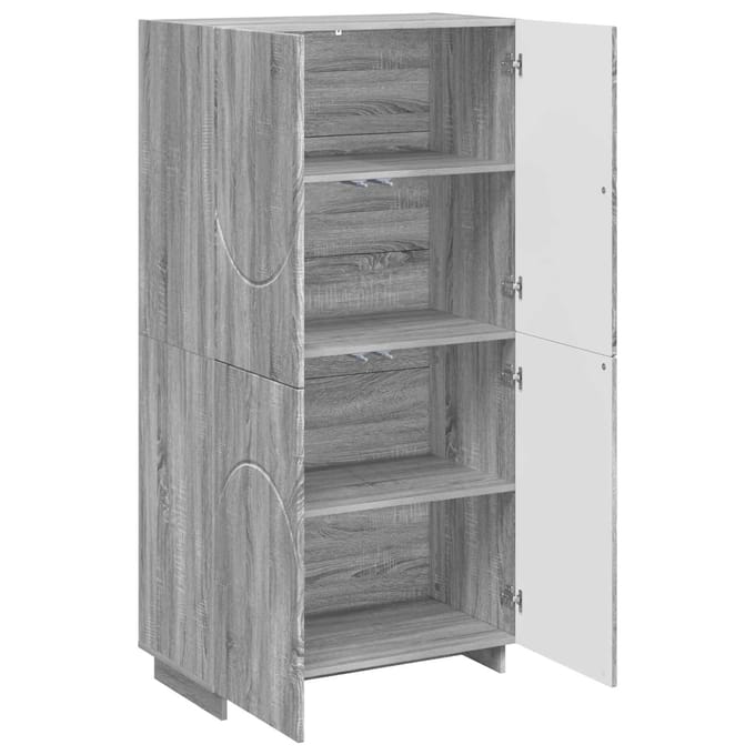 vidaXL - Highboard - Grijs - Sonoma - 79 - x - 41 - x - 151 - cm - Bewerkt - hout