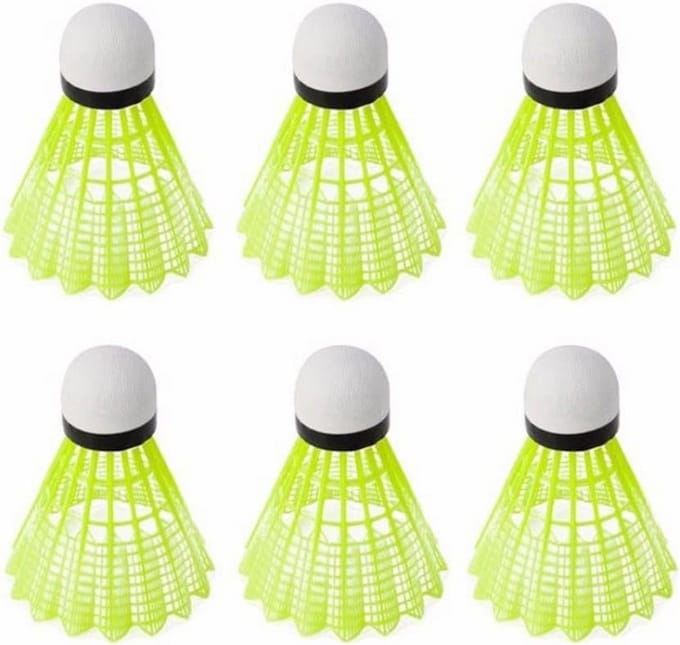 Set van 6 Nylon Trainingsshuttles voor Badminton - Hoge Snelheid Binnen & Buiten