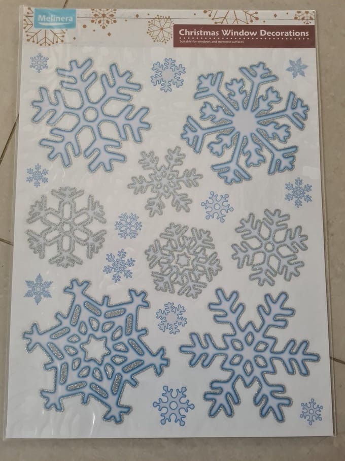 Melinera Kerst Decoratie stickers 3 stuks sneeuwvlokken