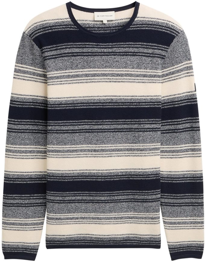 Tom Tailor - Gebreide trui met streeppatroon - Maat S - off white navy stripe