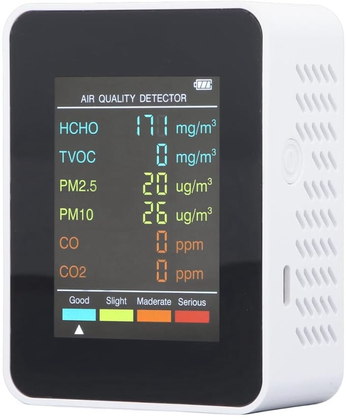 VH Supplies®Fijnstofmeter - Luchtkwaliteitsmeter - Stofdeeltjesmeter - Wit