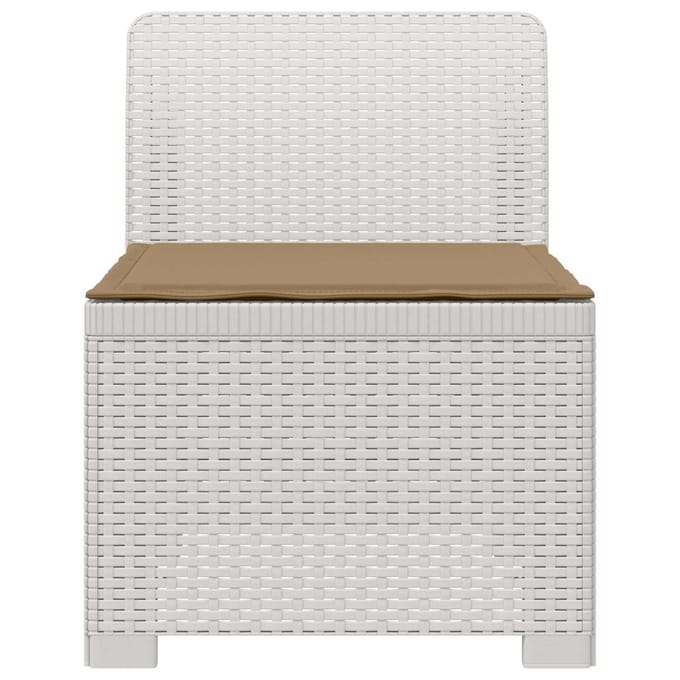 vidaXL - Eén-zits - Tuin - Sofa - met - Kussen - Rieten - Look - PP - Wit