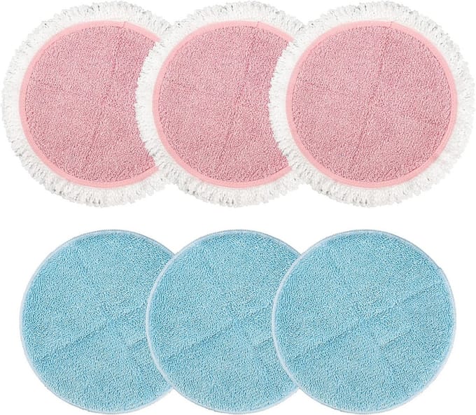 Wasbare microvezel dweilpads voor vloeren - 6 stuks, 19 cm in diameter