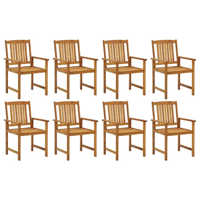 vidaXL - Tuinstoelen - 8 - st - met - kussens - massief - acaciahout