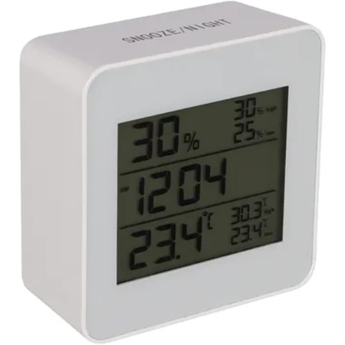 Qlink Hygrometer Met Thermometer - Wit - Klok En Wekkerfunctie