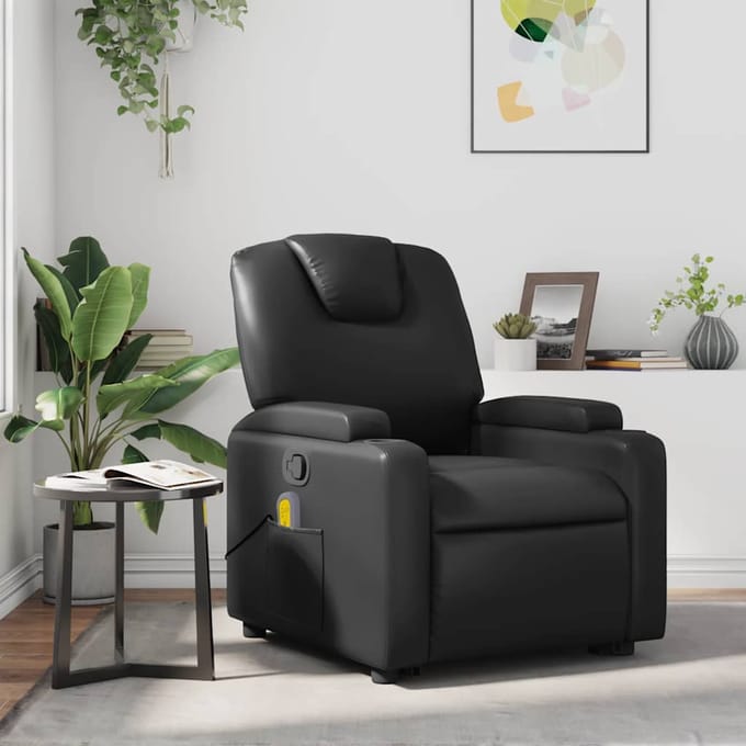 vidaXL - Massagestoel - verstelbaar - kunstleer - zwart