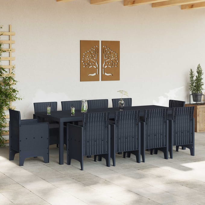 vidaXL - Tuin - Eettafel - Set - 11 - st - Antraciet - Polypropyleen