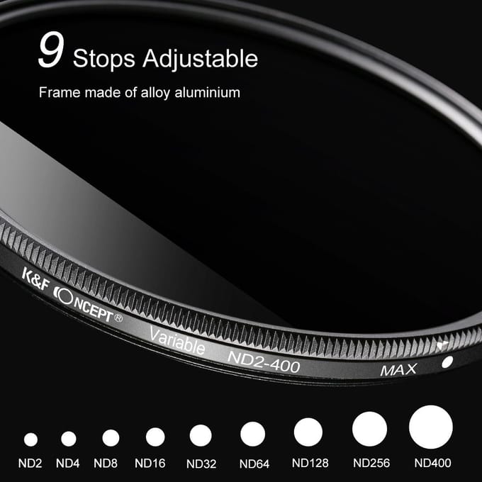 K&F Concept 67mm variabele ND2-ND400 filter Nano-B ND fader grijsfilter
