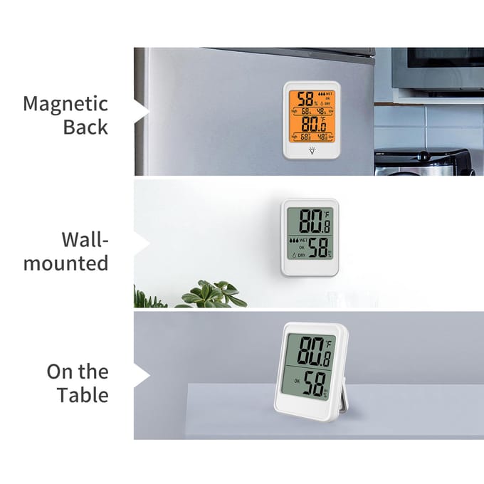 Indoor hygrometer thermometer groot scherm bureau muur magnetische elektronische temperatuur Type 1 zwart