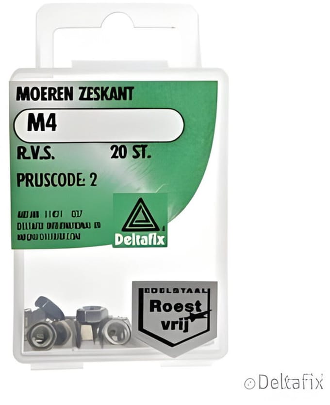 Deltafix - Moer zeskant m4 rvs 20st