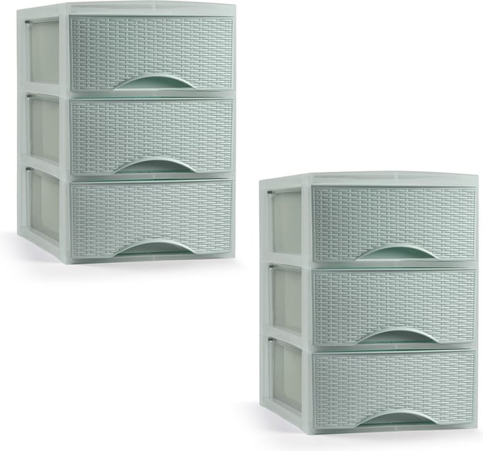 Plasticforte Ladeblokje/bureau organizer met 2x lades - mintgroen - L18 x B25 x H25 cm