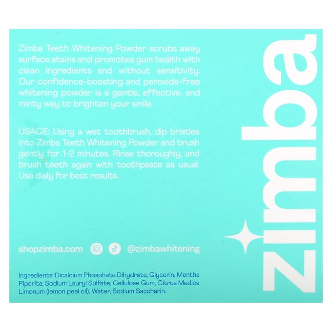 Zimba, Poudre Blancheur Dents Menthe, 30g white