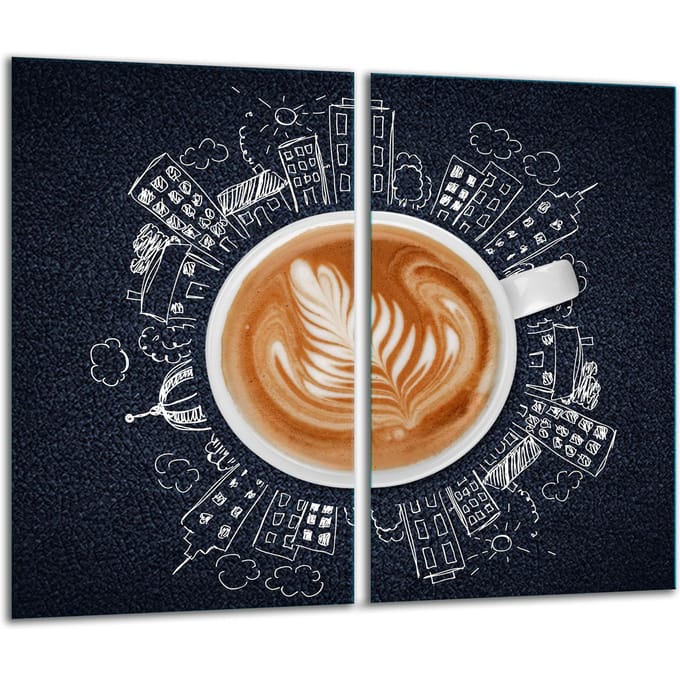 TMK ArtDeko - Snijplank - Glas - Koffie Ontwerp - 30x52cm