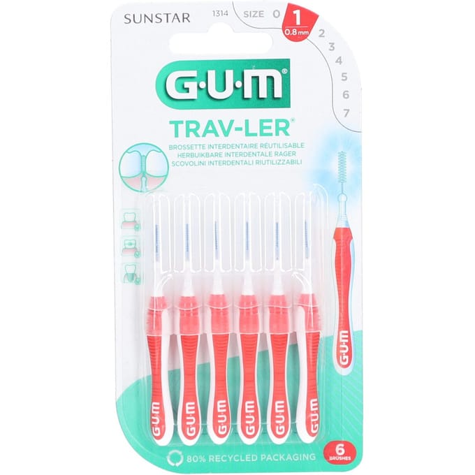 GUM® TRAV-LER® rager 0.8 mm 6 Tandenborstel