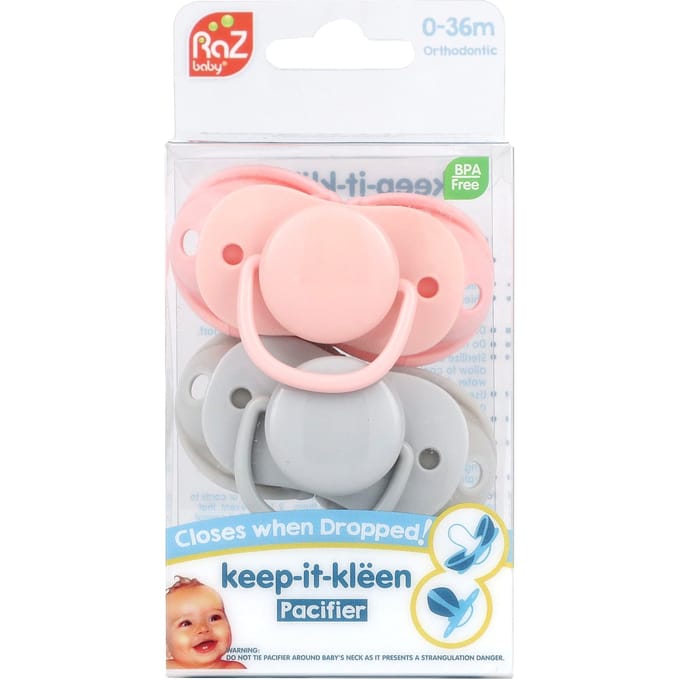 Keep-It-Kleen Speen, 0-36M, Roze & Grijs, 2 Spenen white
