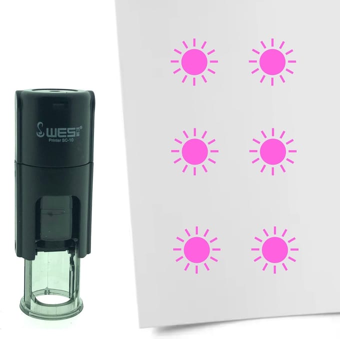 CombiCraft Stempel Zon 10mm rond - roze inkt