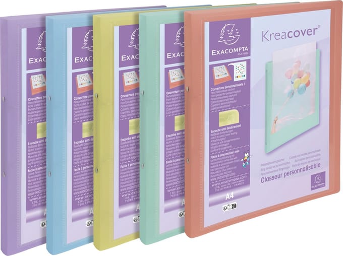 Exacompta 20x Ringband 2 ringen 15mm polypropyleen Kreacover Pastel - A4 - Geassorteerd - 54279E