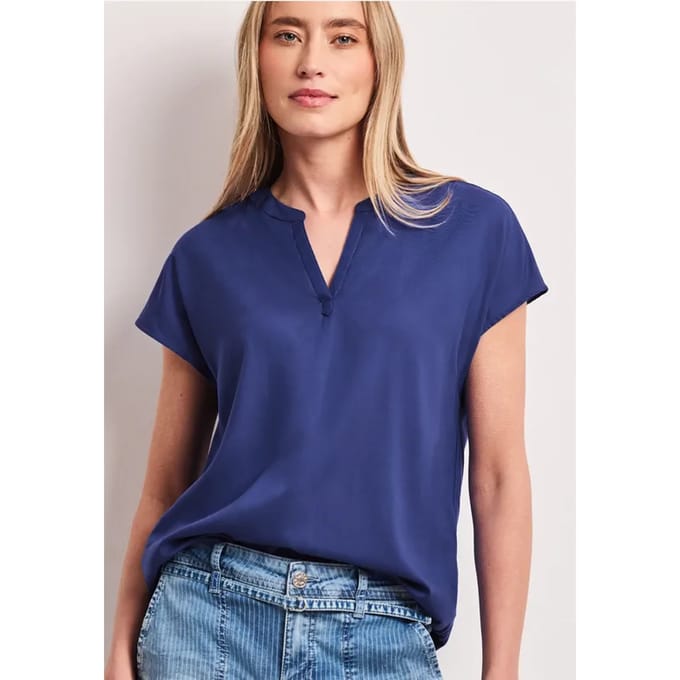 Blouse met losse schouders en gespleten hals