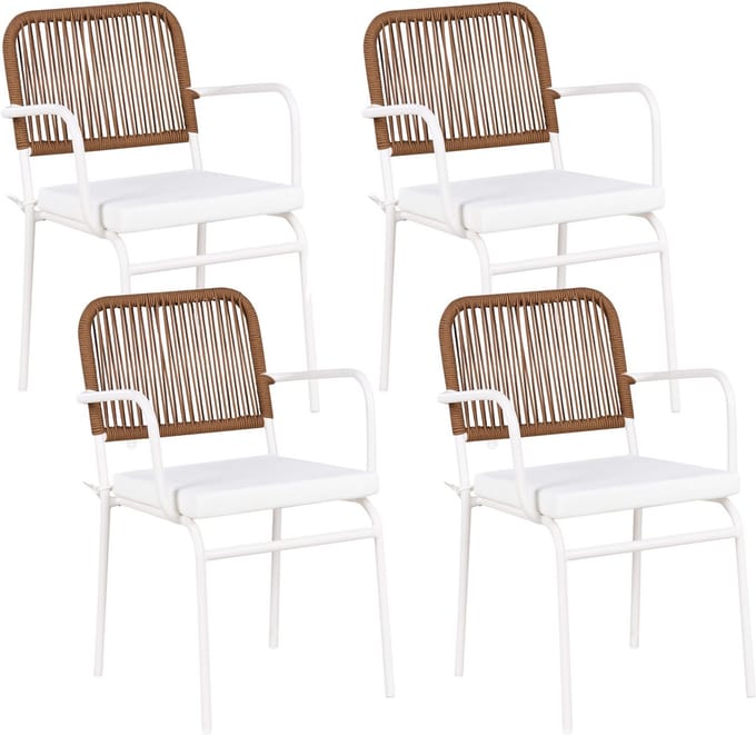 TACENO - Tuinstoel set van 4 - Wit/Bruin - Metaal/Aluminium