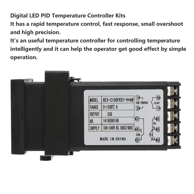 0 celsius ~1300 celsius  Alarm REX C100 Digitale LED PID Temperatuurregelaar Thermostaat Kit AC110V 240V black