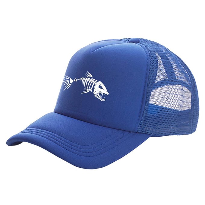 Casquette Trucker Os de Poisson Hommes Pêche Squelette Os de Poisson Casquettes de Baseball Unisexes Chapeaux Filet Mesh Mz-496 blue